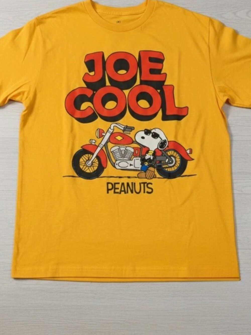 Peanuts Snoopy Motorcycle Graphic Yellow T-Shirt